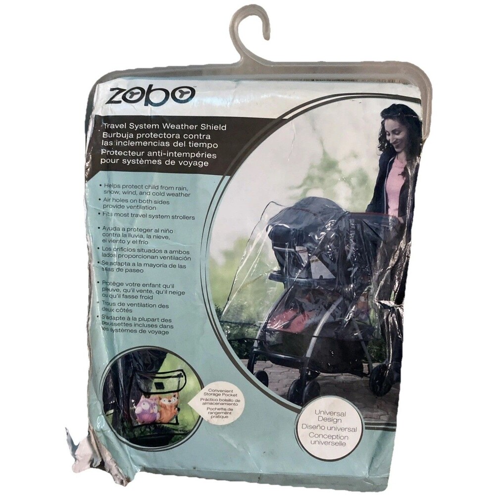 Clear Baby Stroller Cover Weather Shield with Handy Storage Pocket from Zobo NEW